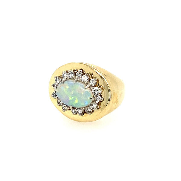 Diamond and Opal Ring in 14k Gold