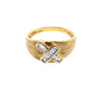 Vintage Diamond X Ring in 18K