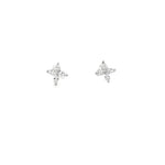Diamond Flower Earrings in Platinum