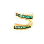 Baguette Emerald Bypass Ring in 18K