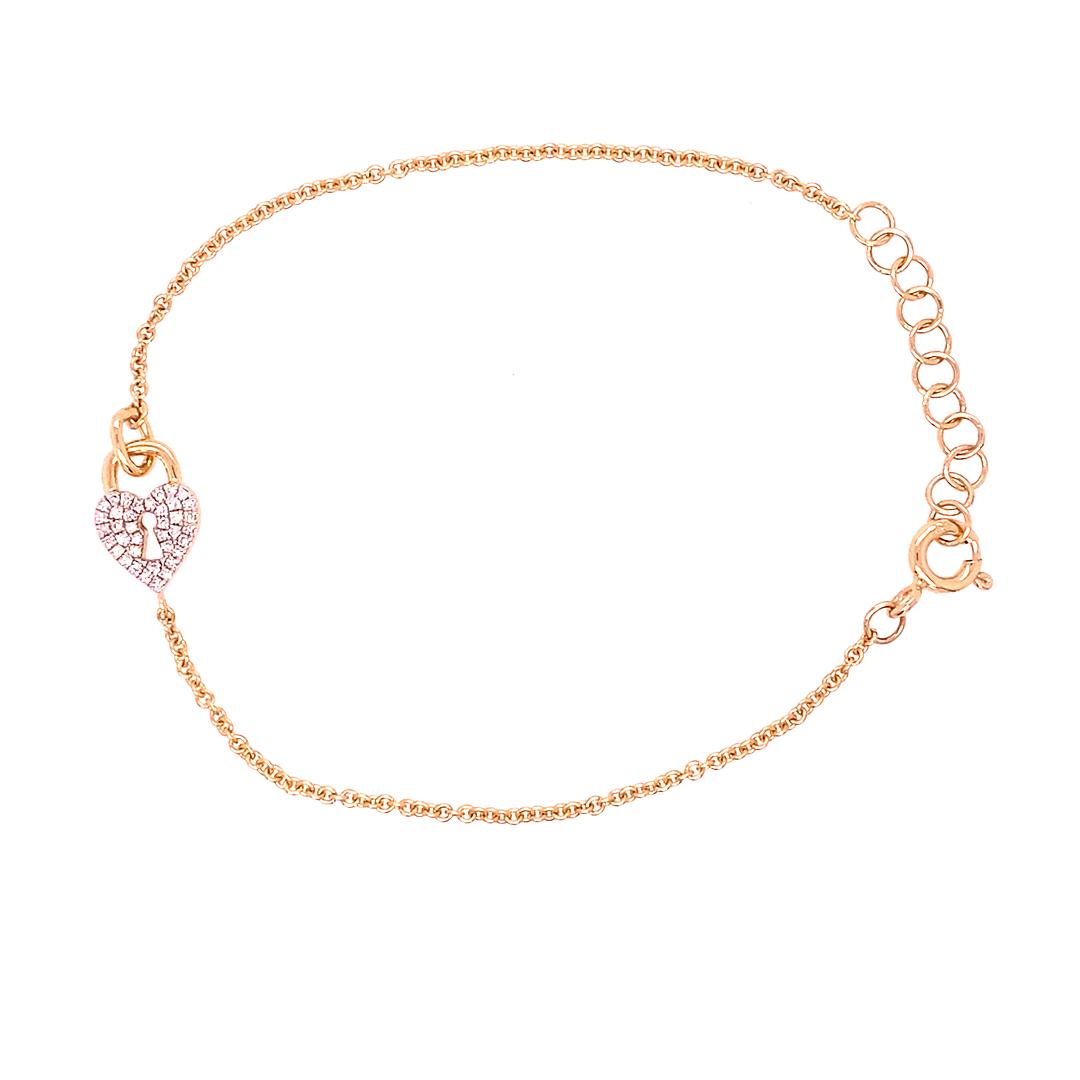 Heart Locket Diamond Bracelet on Chain