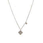 Pave Diamond Clover Necklace in 18K White Gold