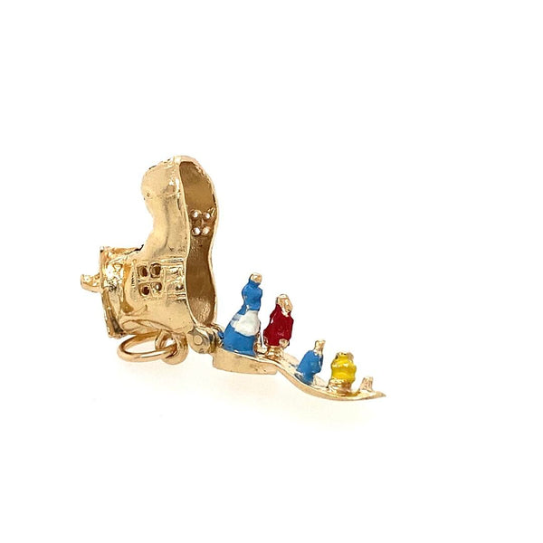Articulated “Woman who lived in a shoe” Charm in 14k