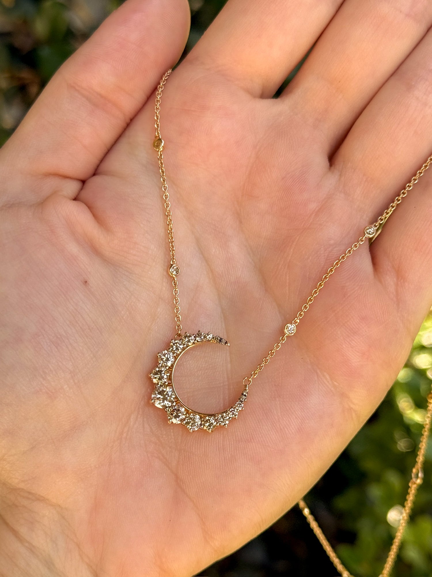 Crivelli Diamond Crescent Necklace in 18k Rose Gold