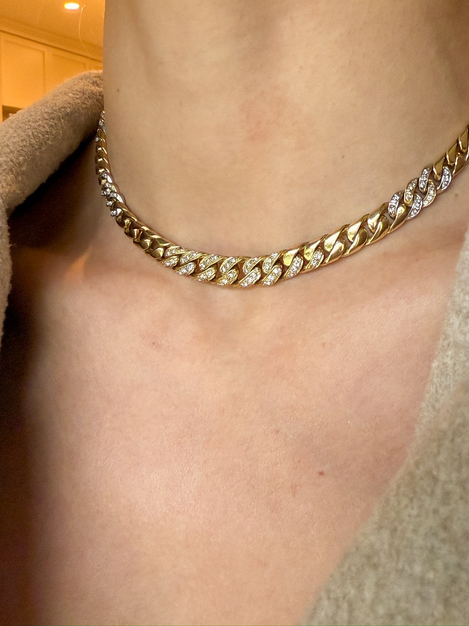 Vintage Diamond Curb Link Chain in 18k