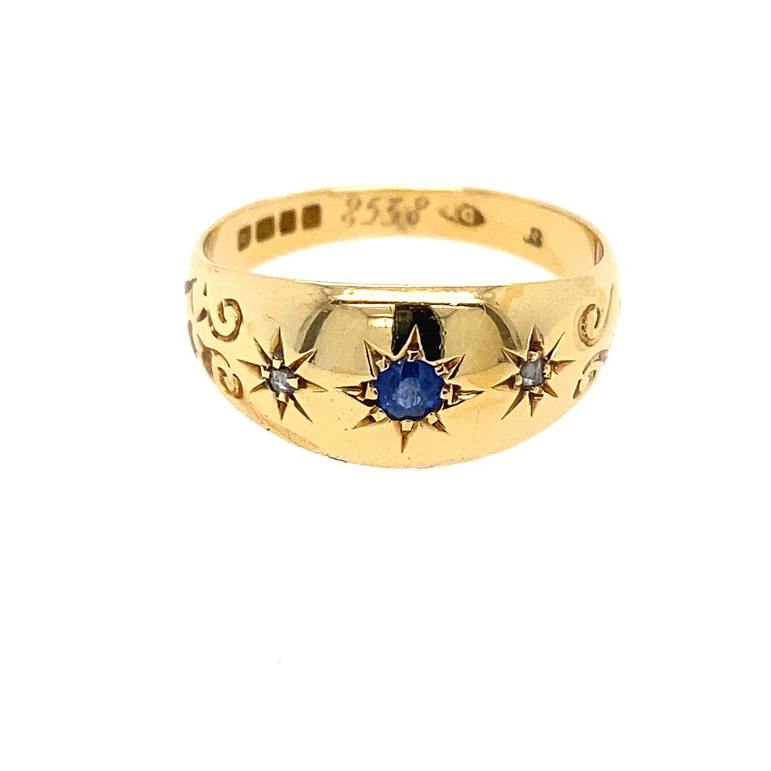 Antique Sapphire and Diamond Ring in 18K