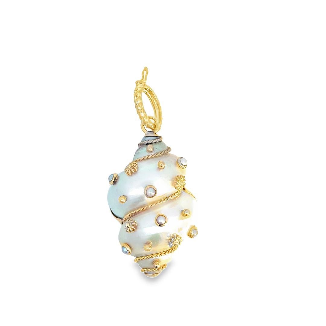 Signed "MAZ" Shell Pendant in 18k