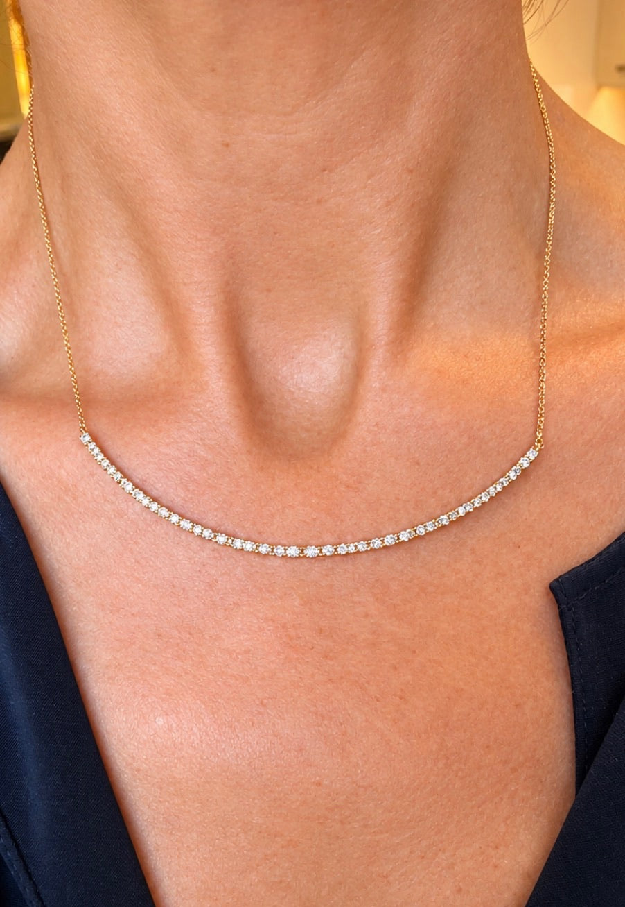 Italian Diamond Bar Necklace, 18k