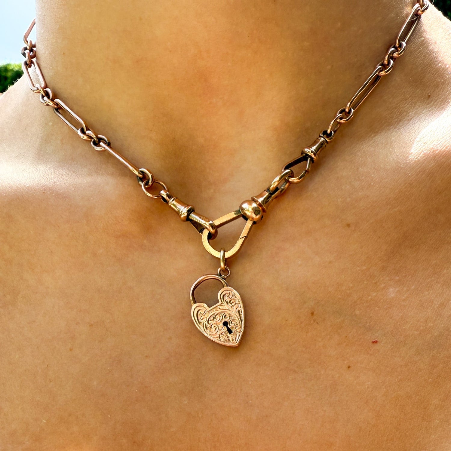 Antique Heart Lock Charm in 9K