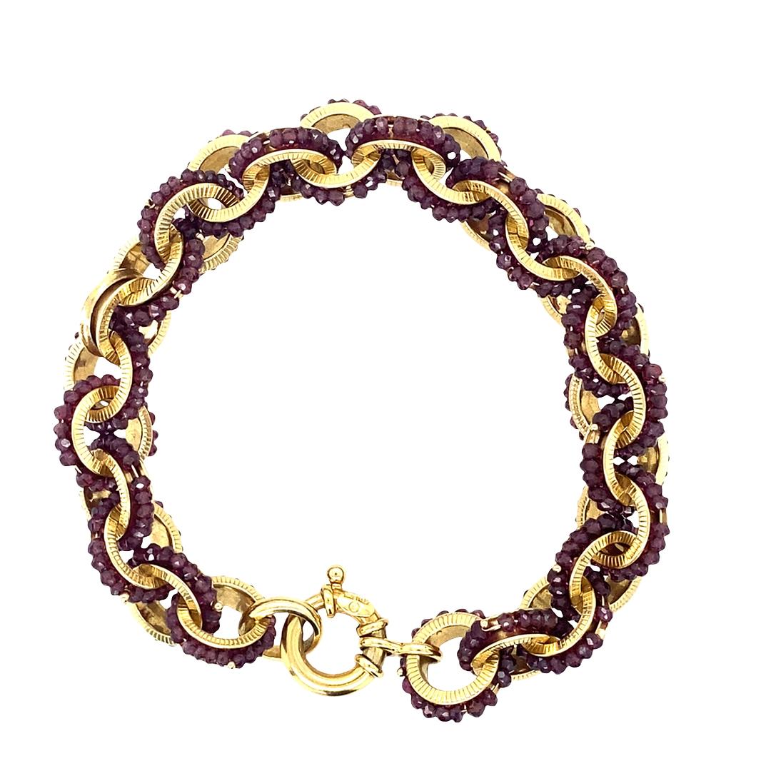 Garnet Gold Bracelet in 14K
