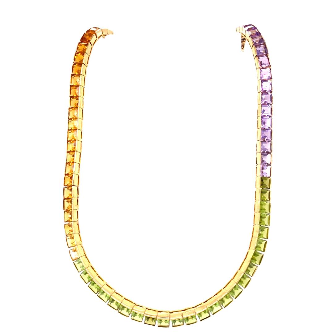 Graduated Gemstone Necklace in 14k