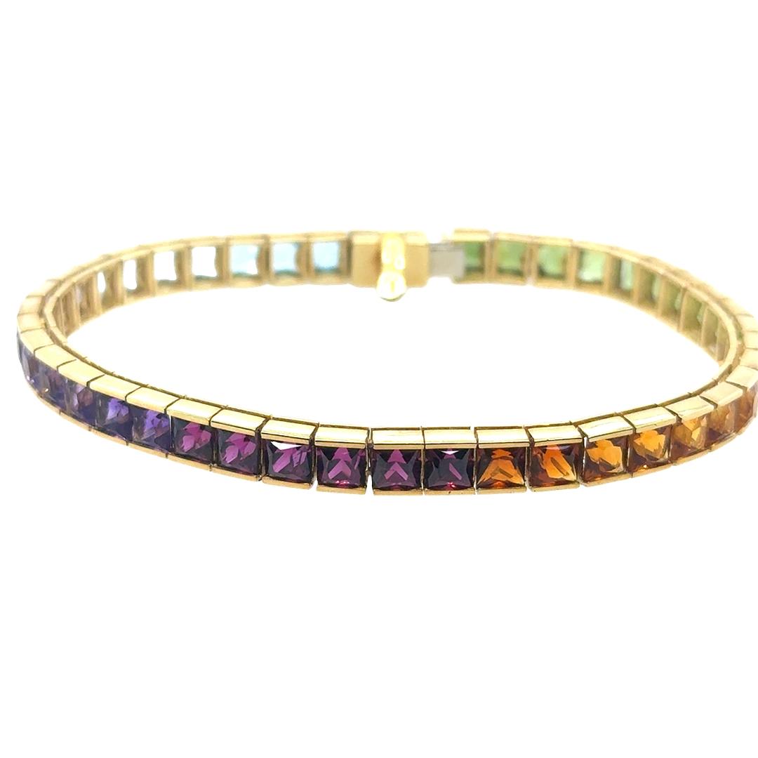 Vintage Multicolor Gemstone Bracelet in 18K