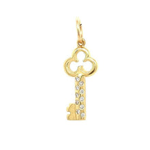 Load image into Gallery viewer, Vintage 14k Key with Diamonds and Gold Fill Jump Rings
