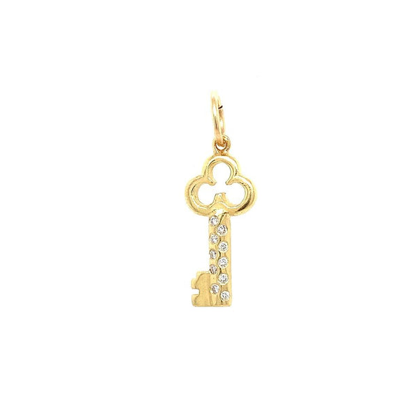 Vintage 14k Key with Diamonds and Gold Fill Jump Rings