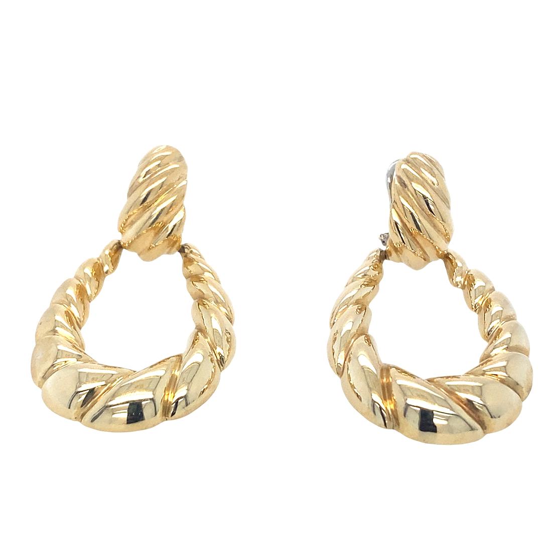 Vintage Door Knocker Earrings in 14K Yellow Gold