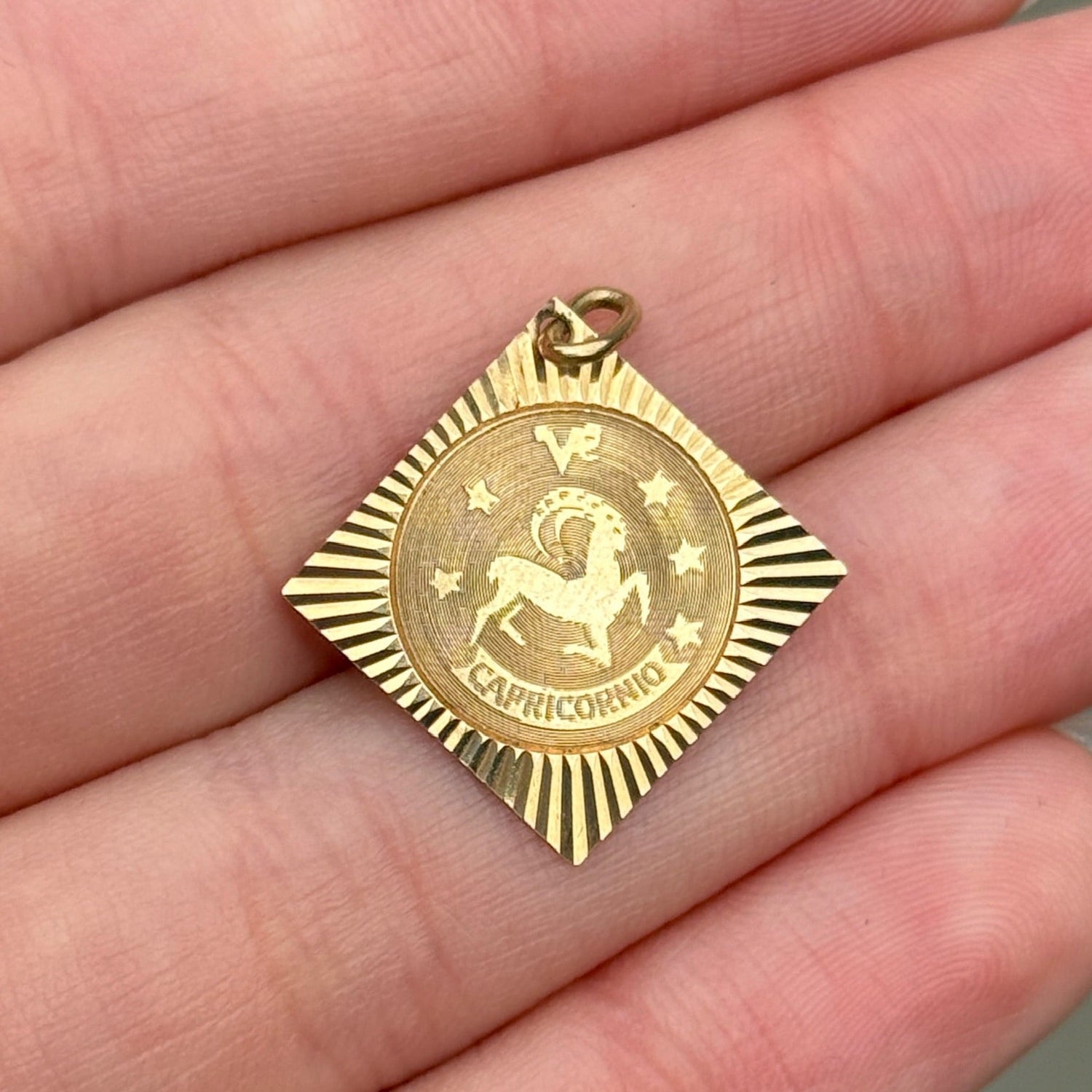 Vintage Capricorn Charm in 14K