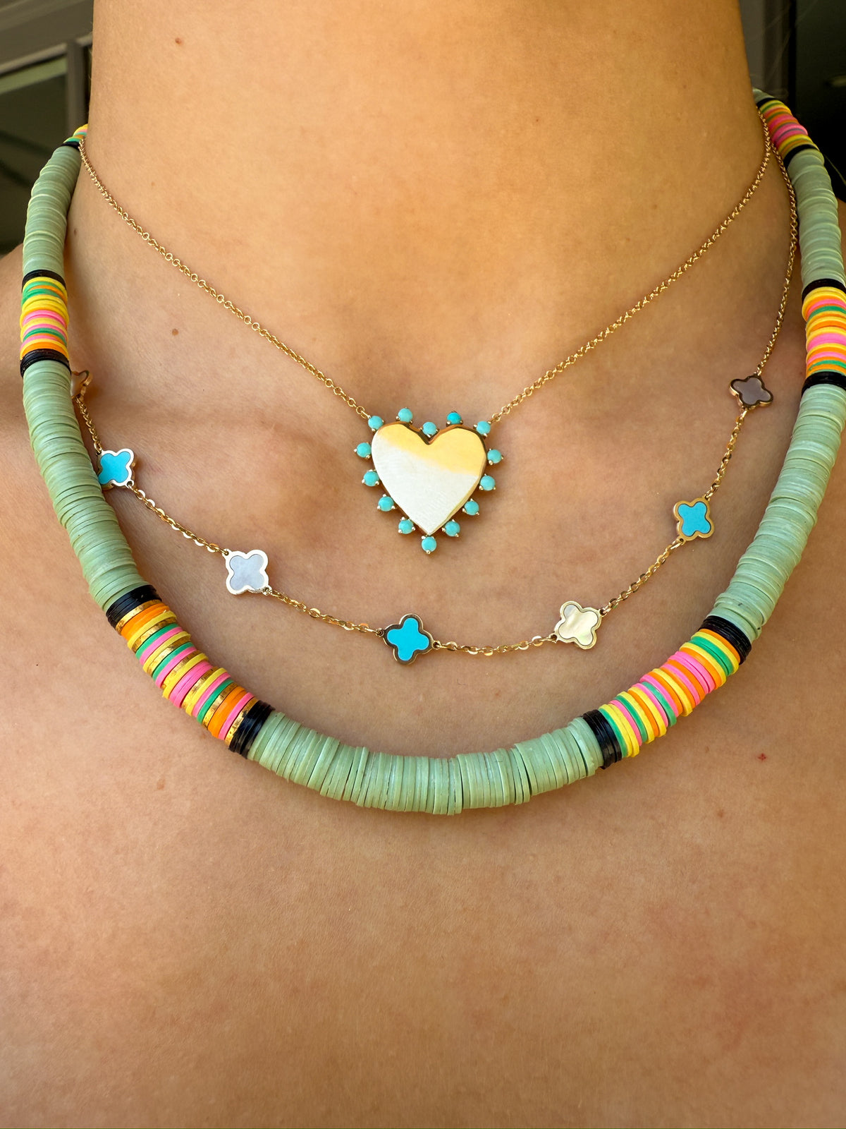 Olivia K Turquoise Heart Necklace in 14k