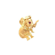 Load image into Gallery viewer, Vintage Elephant w/ Ruby Eye Charm in 14k
