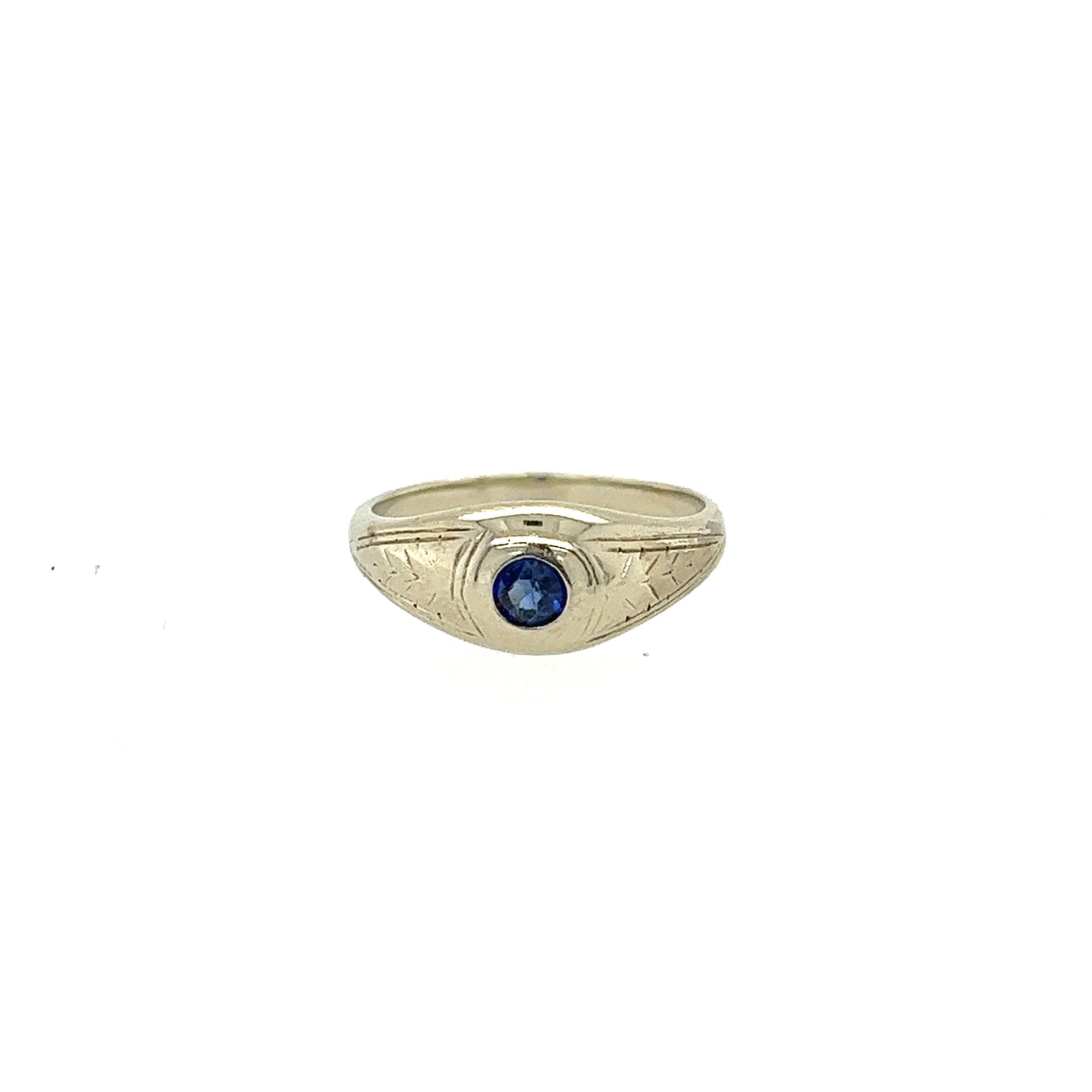 Vintage Sapphire Ring in 14K White Gold