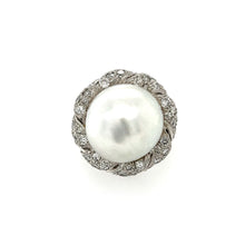 Load image into Gallery viewer, Vintage Baroque Pearl &amp; Diamond Ring in Platinum
