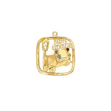 Load image into Gallery viewer, Vintage &quot;Bon Voyage&quot; Charm w/ Gemstones in 14K
