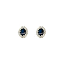 Load image into Gallery viewer, Vintage Diamond Sapphire Studs in 14K White Gold
