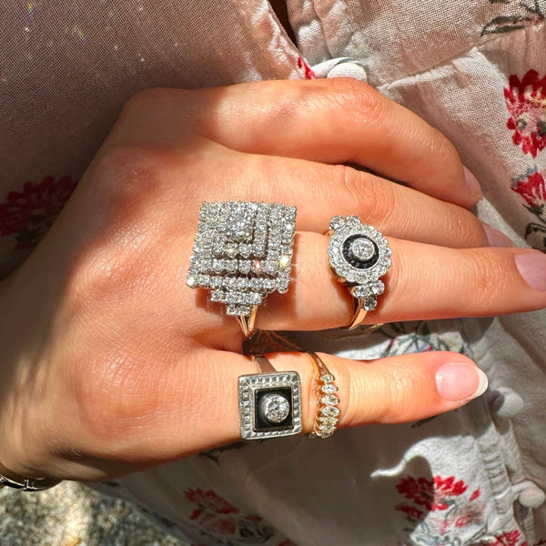 Vintage Diamond Cocktail Ring in 14K White Gold
