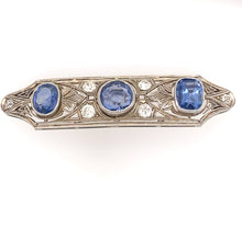 Load image into Gallery viewer, Antique Sapphire and Diamond Brooch in 14K
