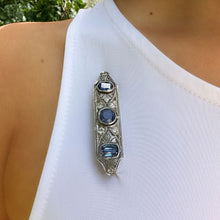 Load image into Gallery viewer, Antique Sapphire and Diamond Brooch in 14K
