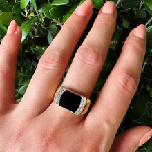 Load image into Gallery viewer, Vintage Diamond and Onyx Ring in 14K
