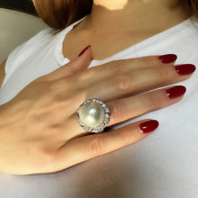 Load image into Gallery viewer, Vintage Baroque Pearl &amp; Diamond Ring in Platinum
