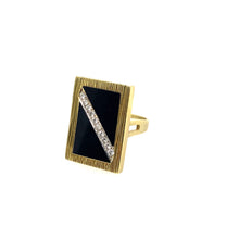Load image into Gallery viewer, Vintage Mid Century Black Onyx &amp; Diamond Ring in 18k
