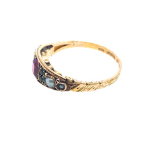 Load image into Gallery viewer, Antique Ruby Emerald and Natural Sea Pearls in 15K Ring Circa 1800s
