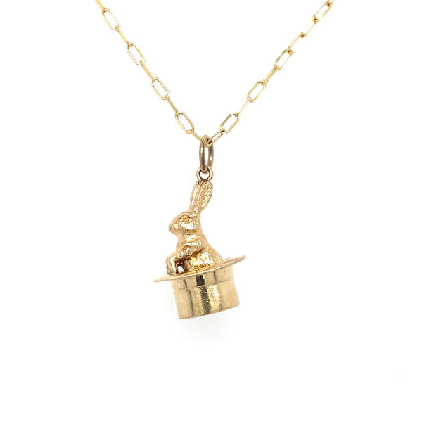 Rabbit in the Hat Charm in 14k (Chain not included)