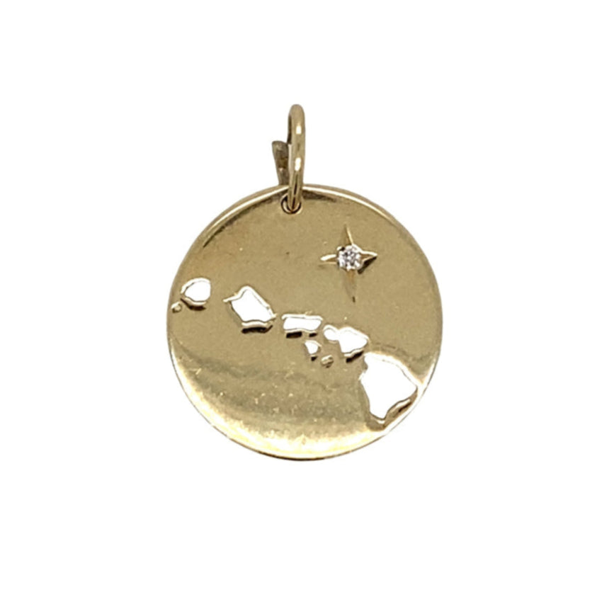 Vintage Hawaiian Islands Charm in 14K With Diamond