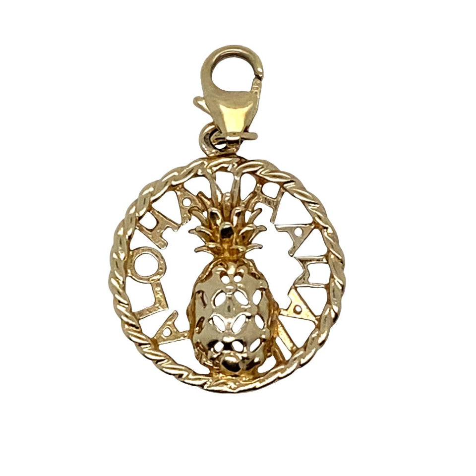 Vintage Hawaii Pineapple Charm in 14K