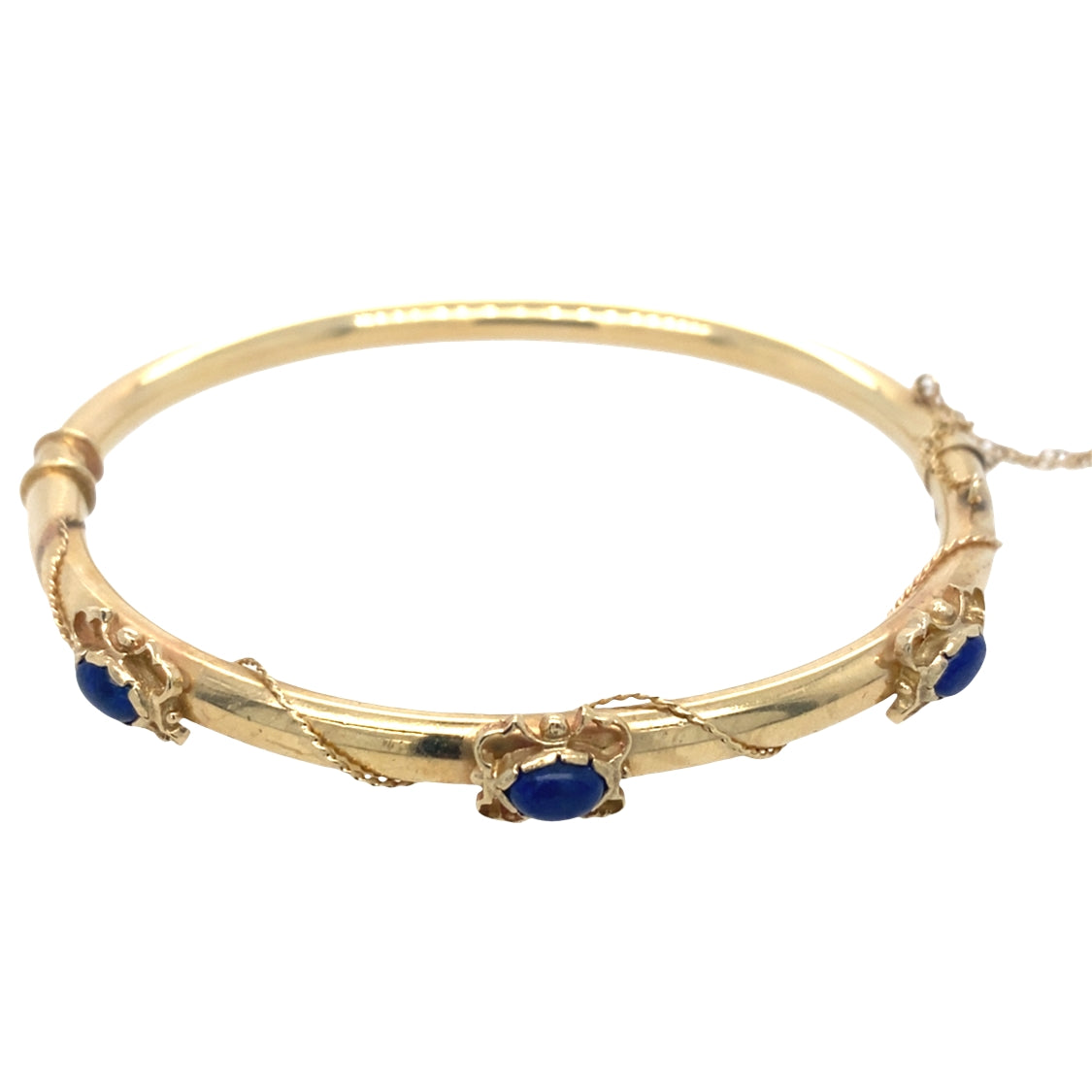 Vintage Lapis Cabochon Bracelet in 14K
