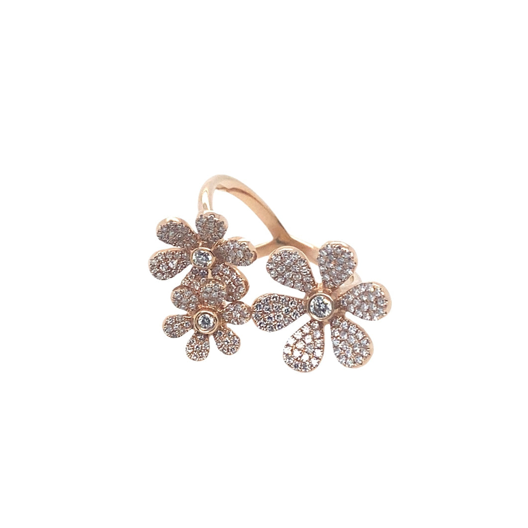 Modern Diamond Flower Ring in 14K Rose Gold