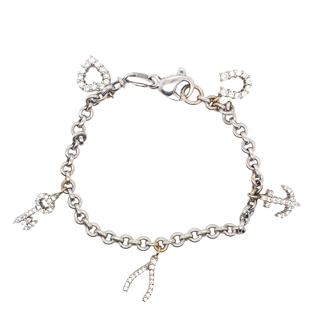 Vintage Diamond Charm Bracelet in 18K White Gold