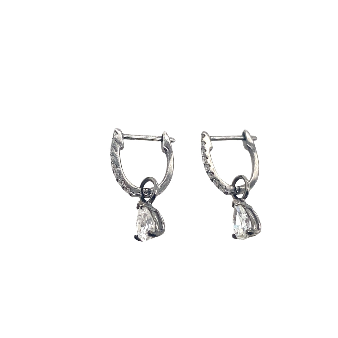 Vintage Blackened Diamond Earrings in 18K