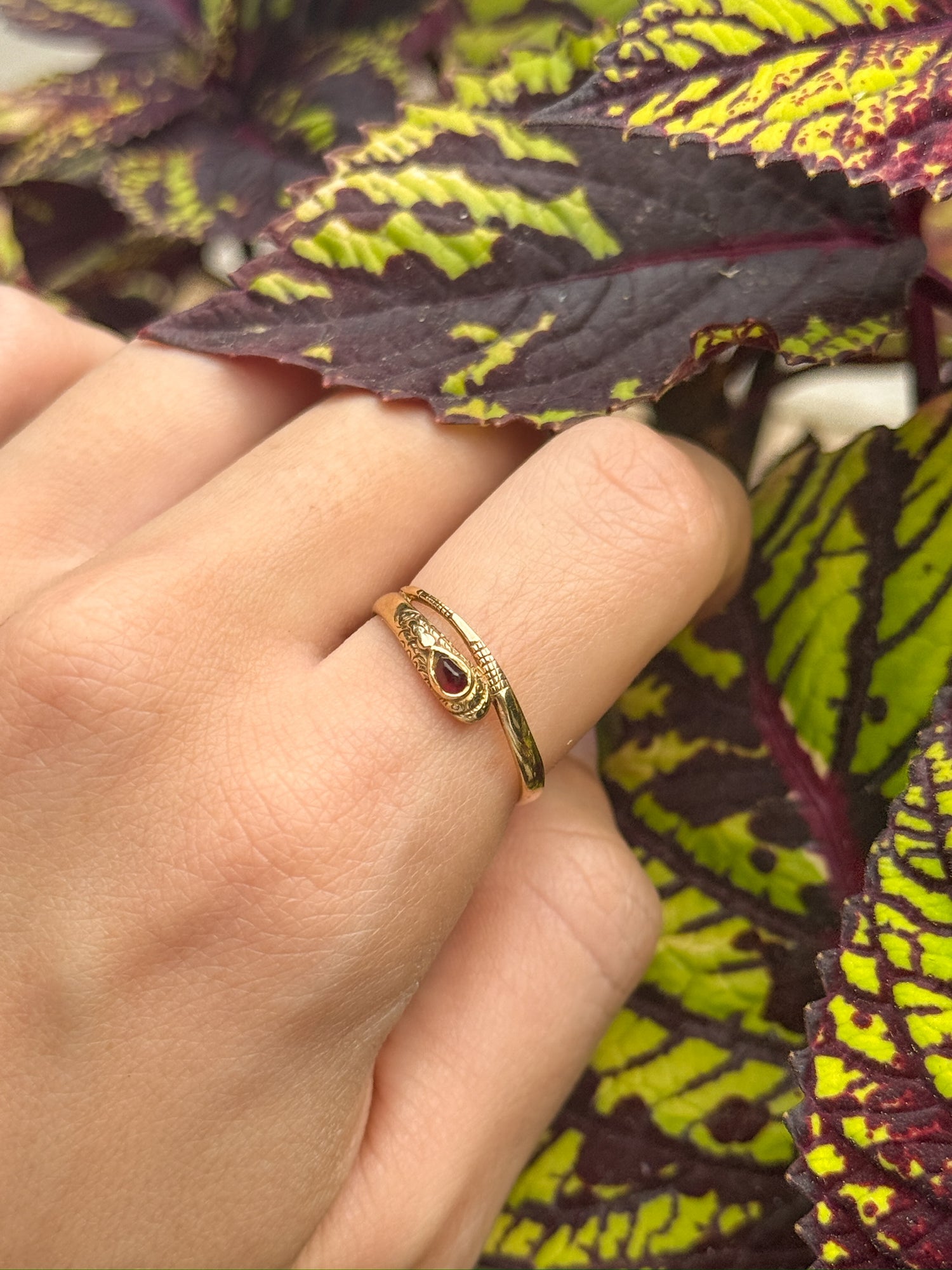Vintage Red Garnet Ring in 14K
