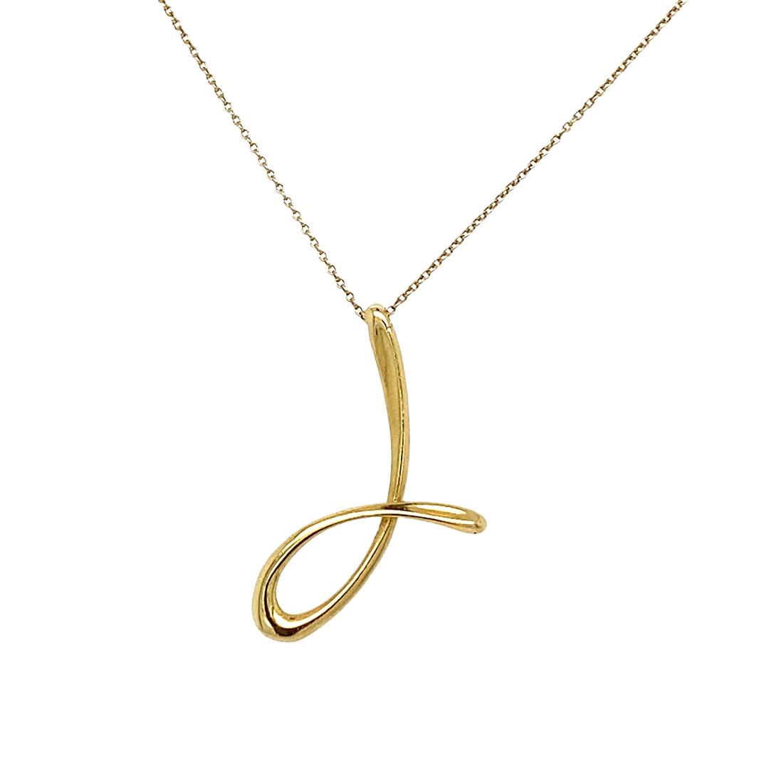 Elsa Peretti for Tiffany and Co. Large Letter "J" Necklace in 18k