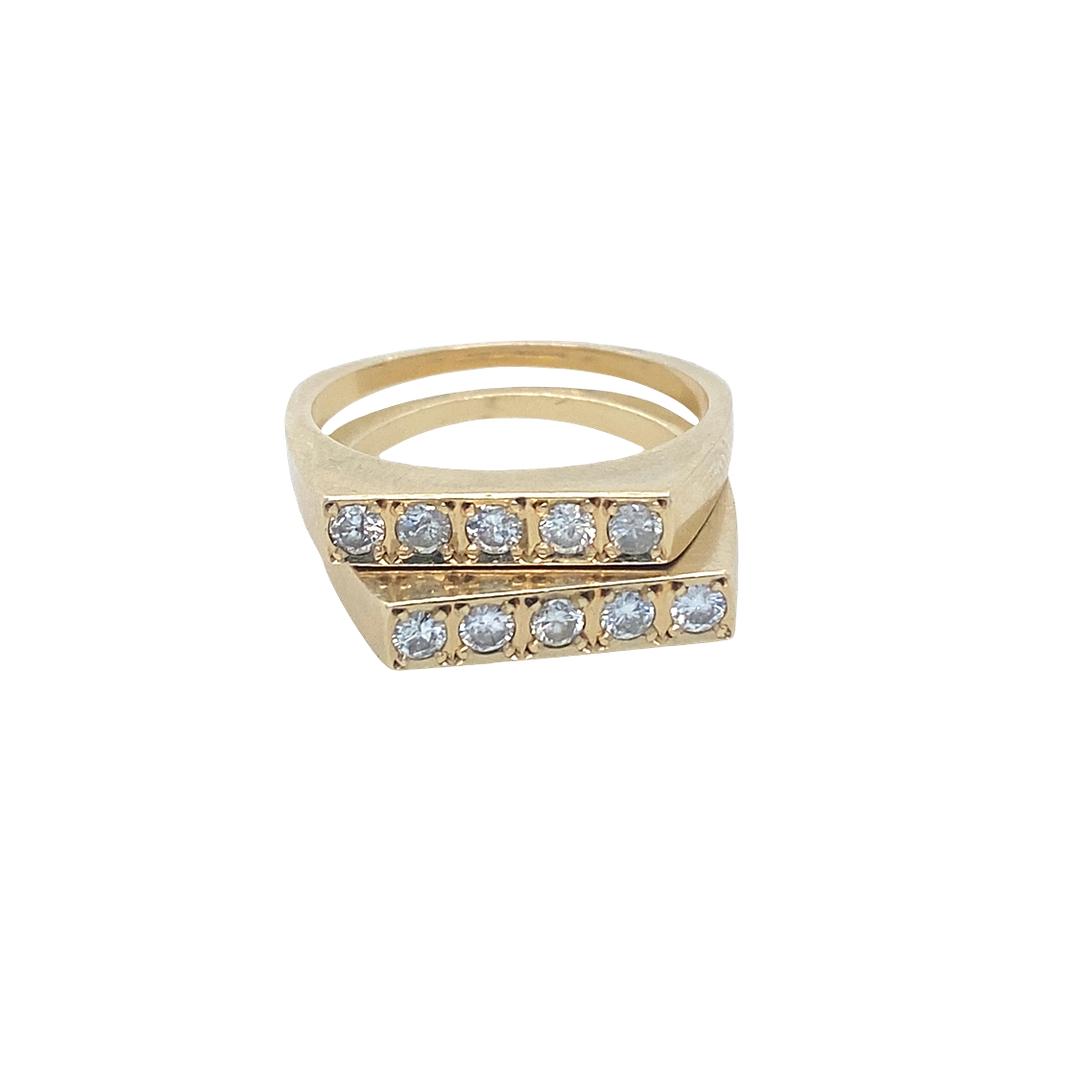 Pair of Vintage Diamond Line Rings in 14K