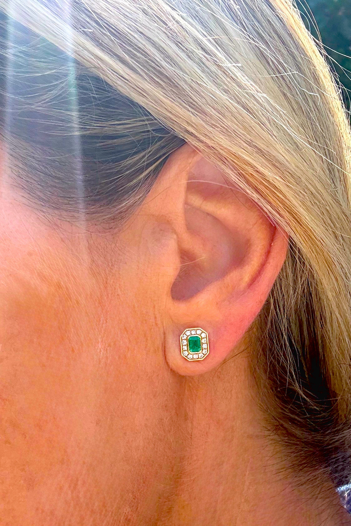 Emerald and Diamond Earrings in 18K