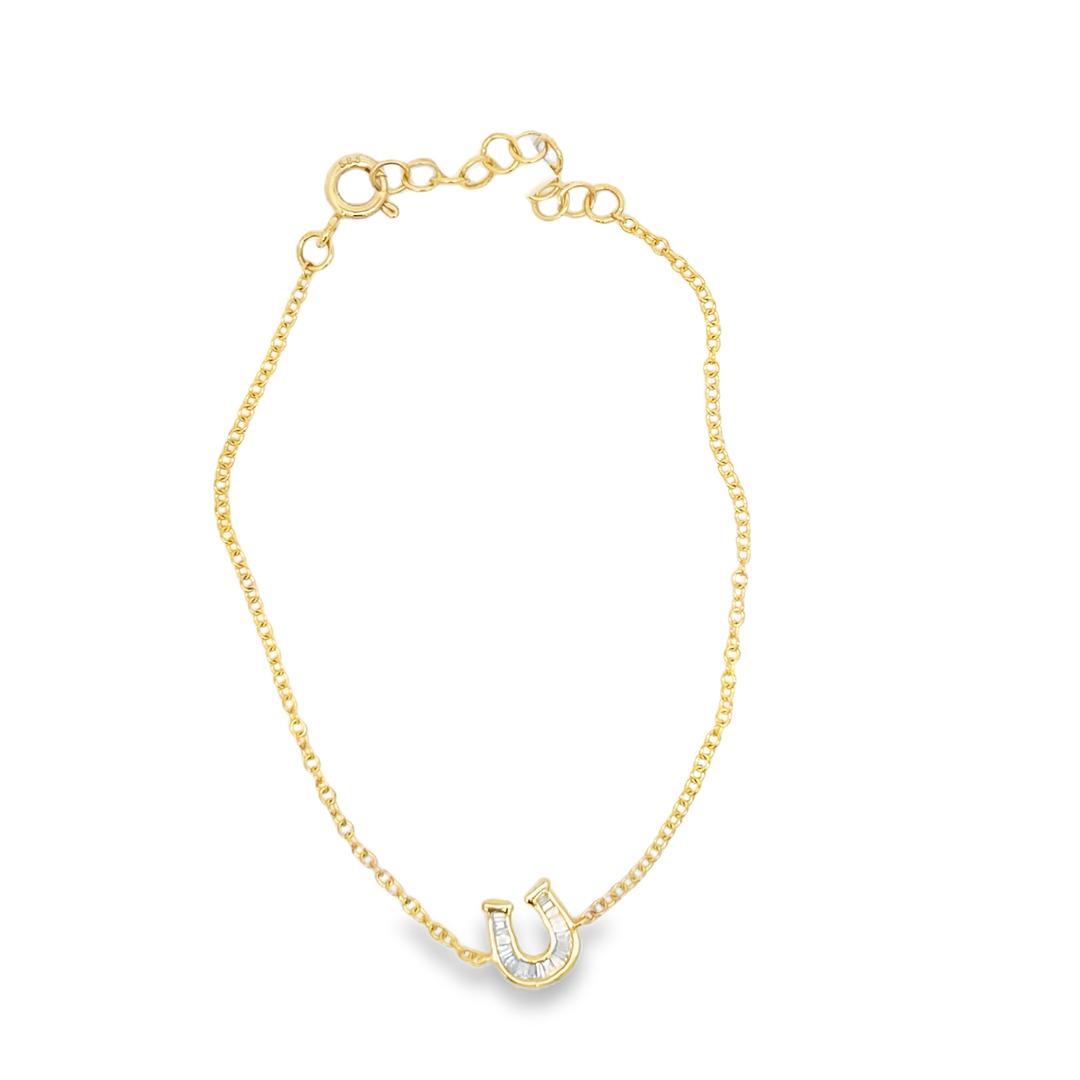 14KT Baguette Diamond Horseshoe Bracelet