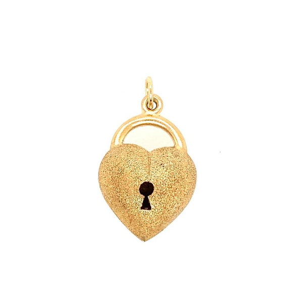 Vintage Puffy Heart Keyhole Pendant in 14k