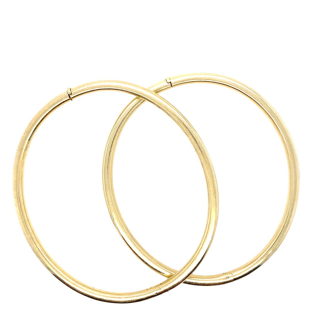 Pair of Hollow Oval Bangles in 14k Gold