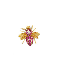 Load image into Gallery viewer, Vintage Bee Pin With Diamonds and Rubies in 14K
