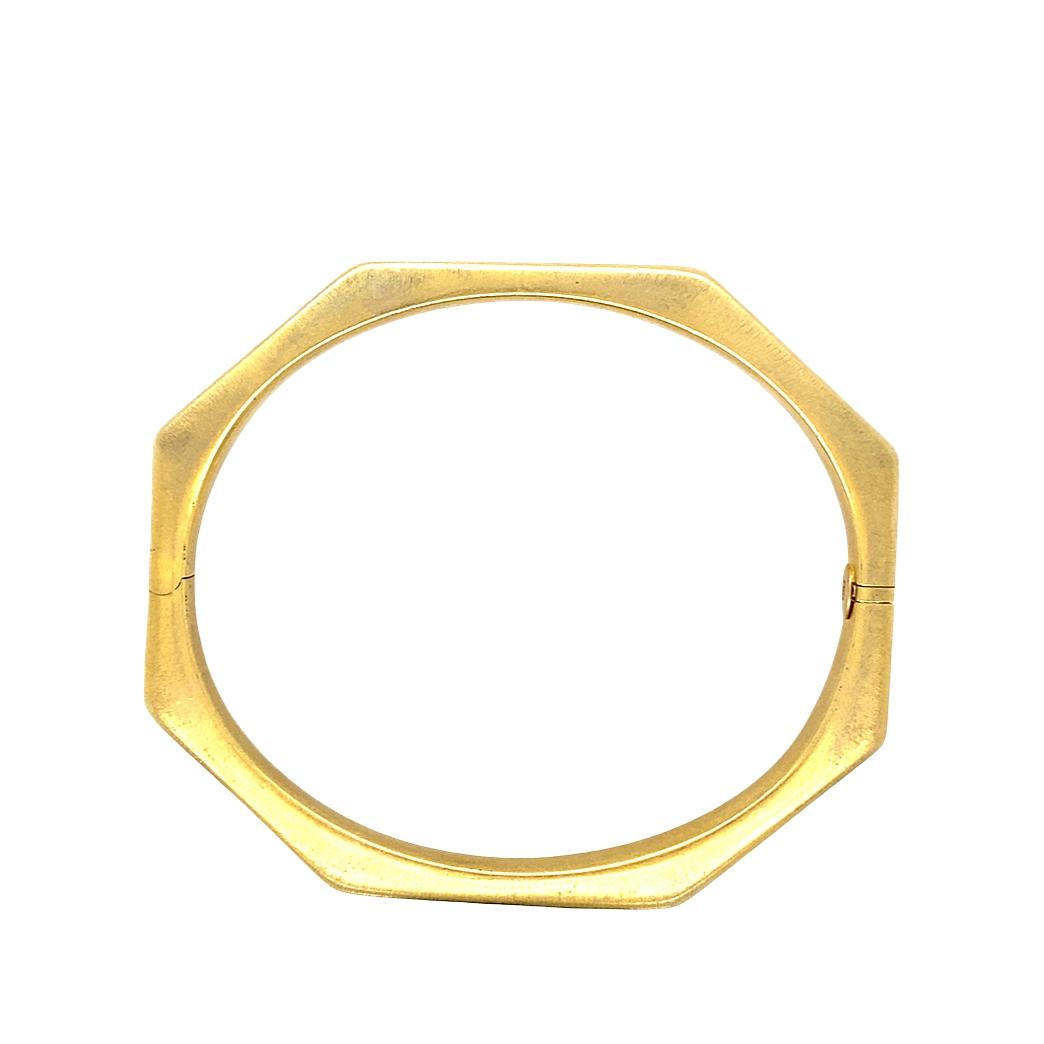 Vintage Small Hexagon Hinge Bangle in 14k