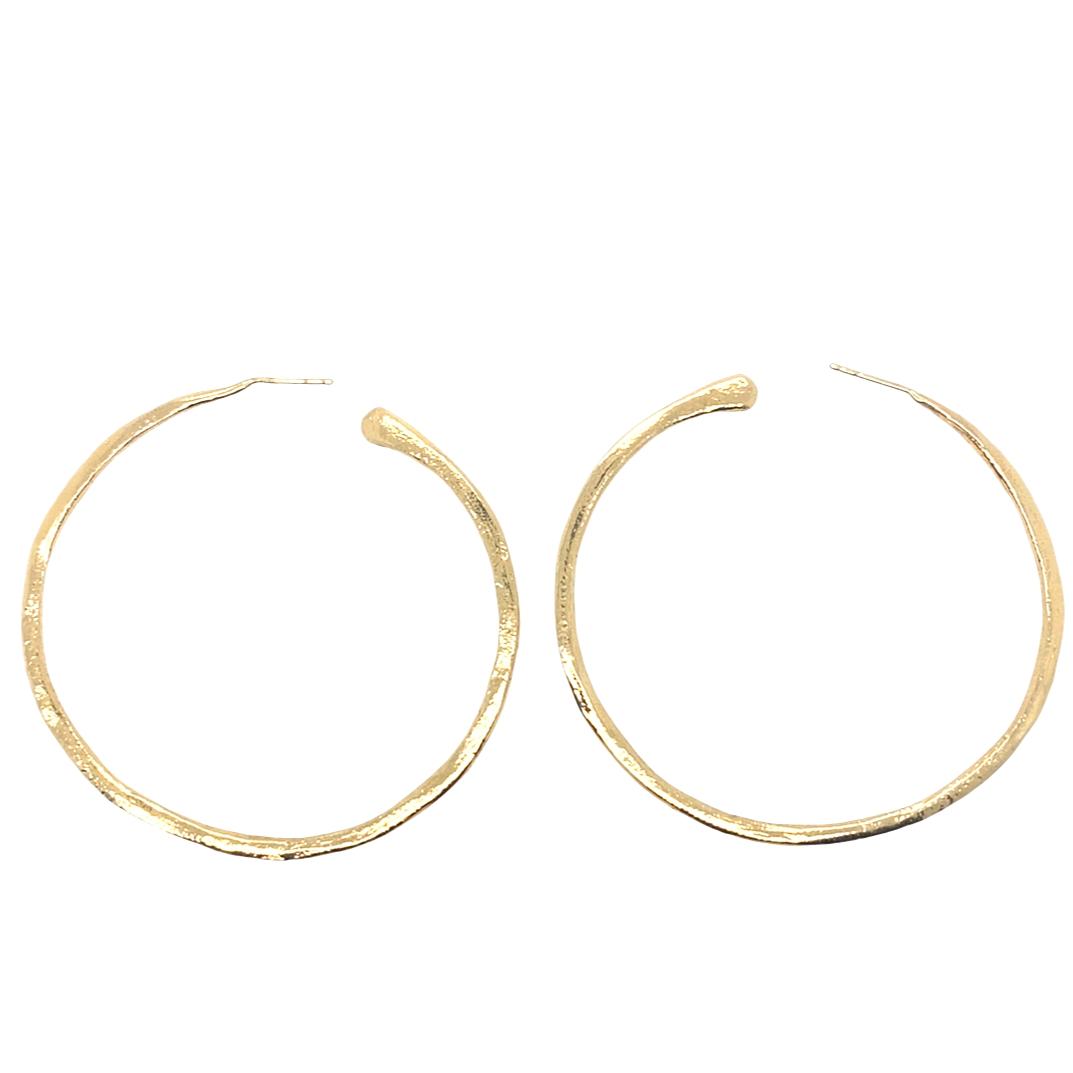 Hammered Hoops in 14k